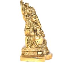 Brass Ganesha Sitting On A Chowki