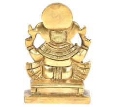 Brass Ganesha Sitting On A Chowki