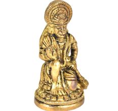 Brass Hanuman Seated On A Raised Platform