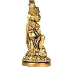 Brass Hanuman Seated On A Raised Platform