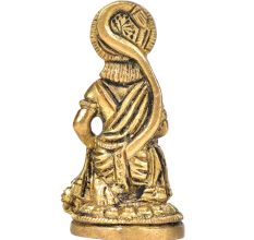 Brass Hanuman Seated On A Raised Platform