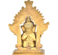 Brass Ganpati With Kirtimukha Top And Prabhavali