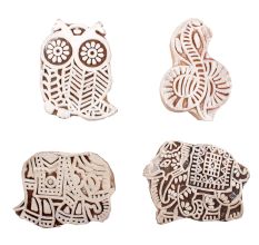 Set of 4 Piece New Mix Wooden Printing Block