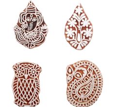 Set of 4 Piece New Mix Wooden Printing Block