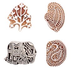 Set of 4 Piece New Mix Wooden Printing Block