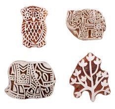 Set of 4 Piece New Mix Wooden Printing Block