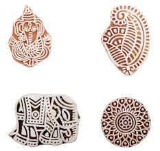 Set of 4 Piece New Mix Wooden Printing Block