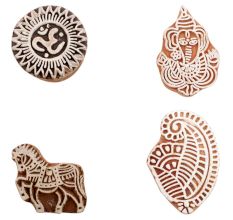 Set of 4 Piece New Mix Wooden Printing Block