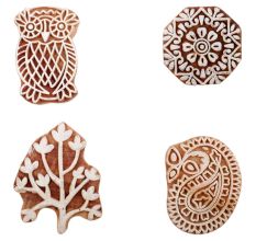 Set of 4 Piece New Mix Wooden Printing Block