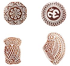 Set of 4 Piece New Mix Wooden Printing Block