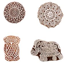 Set of 4 Piece New Mix Wooden Printing Block