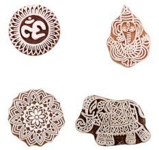 Set of 4 Piece New Mix Wooden Printing Block