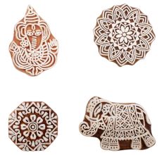Set of 4 Piece New Mix Wooden Printing Block