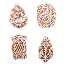 Set of 4 Piece New Mix Wooden Printing Block