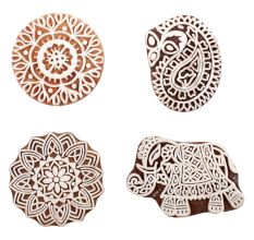 Set of 4 Piece New Mix Wooden Printing Block