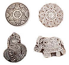 Set of 4 Piece New Mix Wooden Printing Block