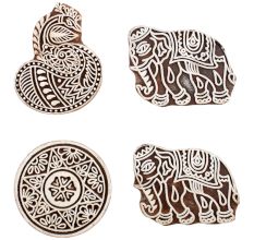 Set of 4 Piece New Mix Wooden Printing Block
