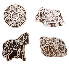 Set of 4 Piece New Mix Wooden Printing Block