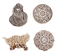 Set of 4 Piece New Mix Wooden Printing Block