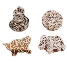 Set of 4 Piece New Mix Wooden Printing Block