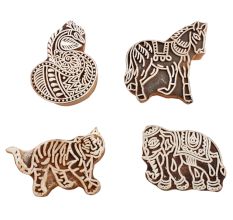 Set of 4 Piece New Mix Wooden Printing Block