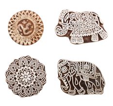 Set of 4 Piece New Mix Wooden Printing Block