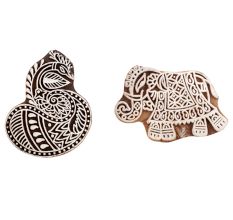 Set of 2 Piece New Mix Wooden Printing Block