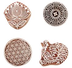 Set of 4 Piece New Mix Wooden Printing Block