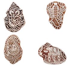 Set of 4 Piece New Mix Wooden Printing Block