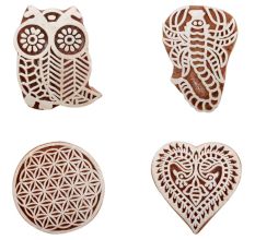 Set of 4 Piece New Mix Wooden Printing Block