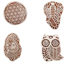 Set of 4 Piece New Mix Wooden Printing Block
