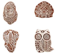 Set of 4 Piece New Mix Wooden Printing Block