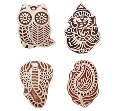 Set of 4 Piece New Mix Wooden Printing Block