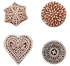 Set of 4 Piece New Mix Wooden Printing Block