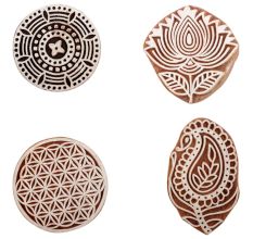 Set of 4 Piece New Mix Wooden Printing Block