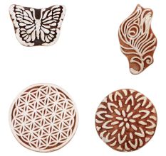Set of 4 Piece New Mix Wooden Printing Block