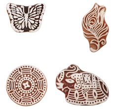Set of 4 Piece New Mix Wooden Printing Block
