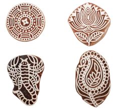 Set of 4 Piece New Mix Wooden Printing Block