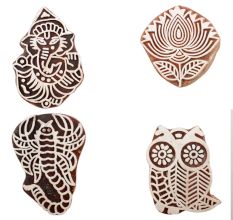 Set of 4 Piece New Mix Wooden Printing Block