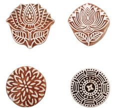 Set of 4 Piece New Mix Wooden Printing Block