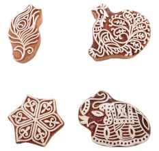 Set of 4 Piece New Mix Wooden Printing Block