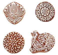 Set of 4 Piece New Mix Wooden Printing Block