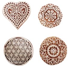 Set of 4 Piece New Mix Wooden Printing Block