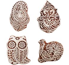 Set of 4 Piece New Mix Wooden Printing Block