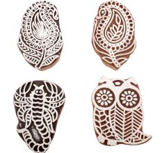 Set of 4 Piece New Mix Wooden Printing Block