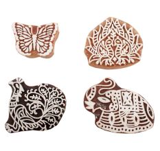 Set of 4 Piece New Mix Wooden Printing Block