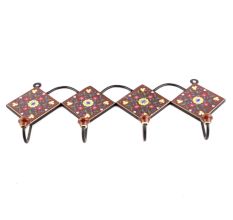 Brown And Yellow Wheel Flower Ceramic Tiles Hooks