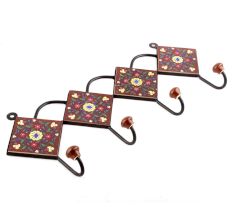 Brown And Yellow Wheel Flower Ceramic Tiles Hooks