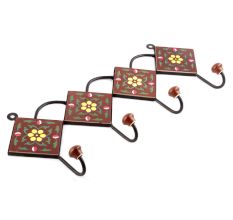 Brown And Yellow Tiny Flower Ceramic Tiles Hooks