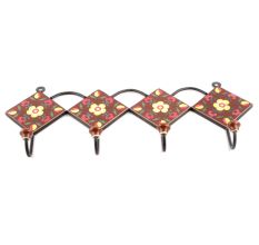 Brown And Yellow Ceramic Floral Tiles Hooks
